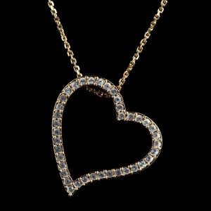 Swarovski Swan White Clear Crystal Stone Heart Shaped Pendant Necklace